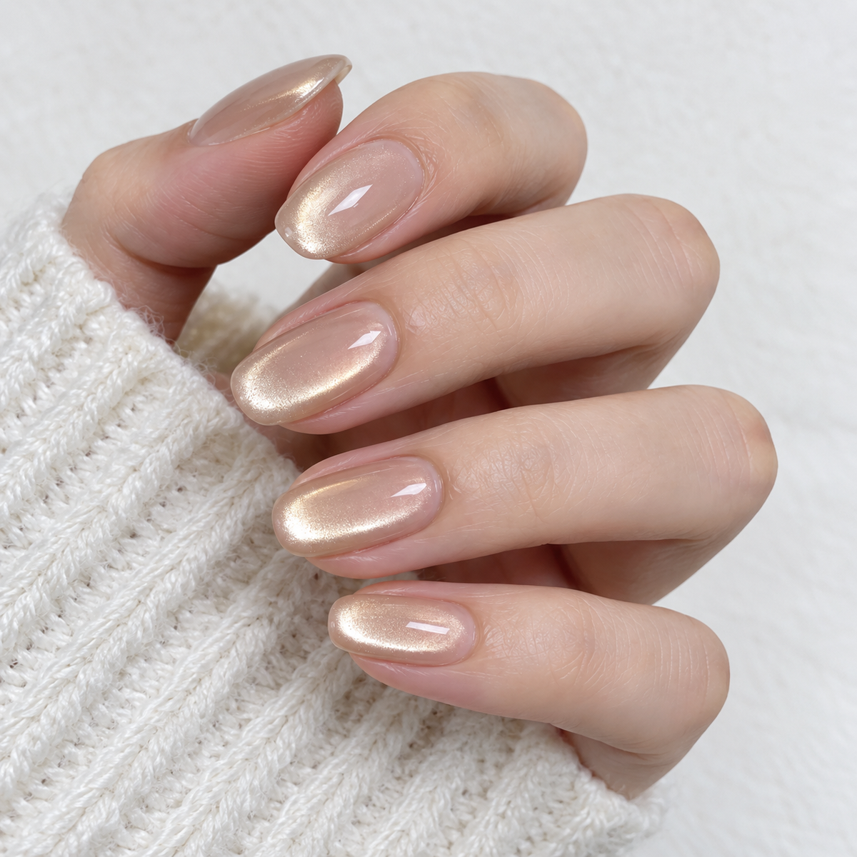 Eaves Rain: champagne gold gel nails