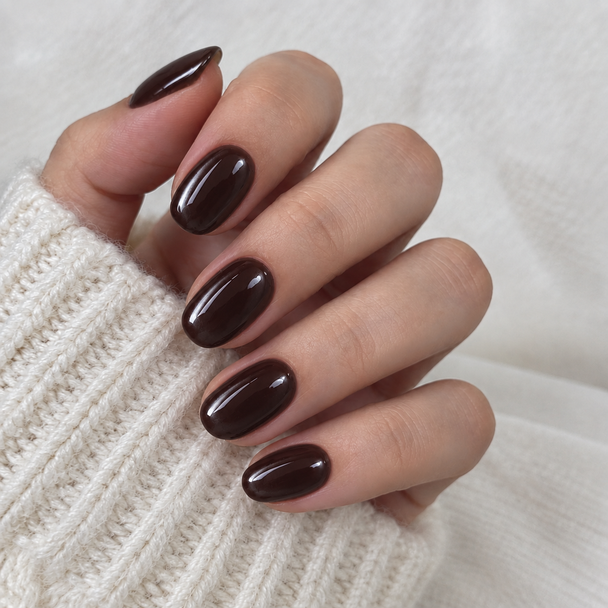 Ebony: deep espresso brown gel nails